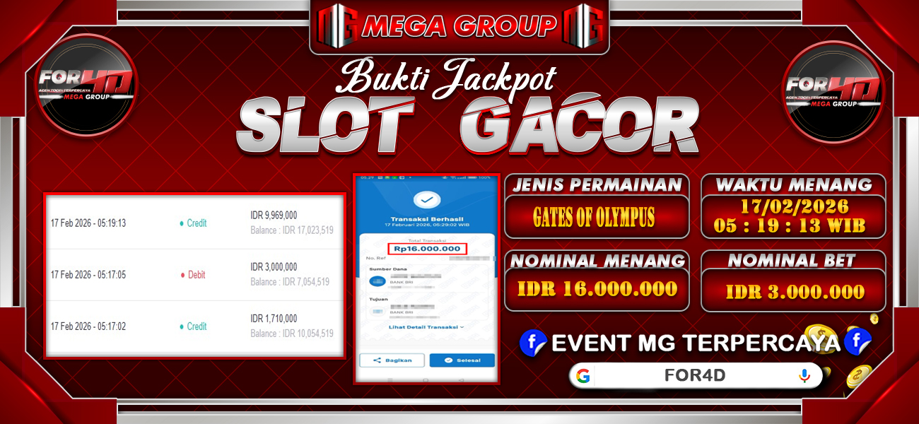 Bukti JP situs For4D hari Selasa, 17 Februari 2026