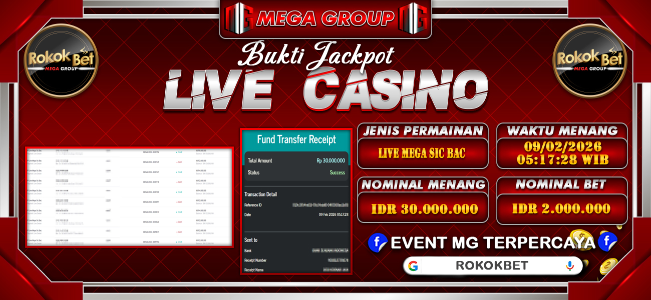 Bukti JP situs Rokokbet hari Senin, 09 Februari 2026