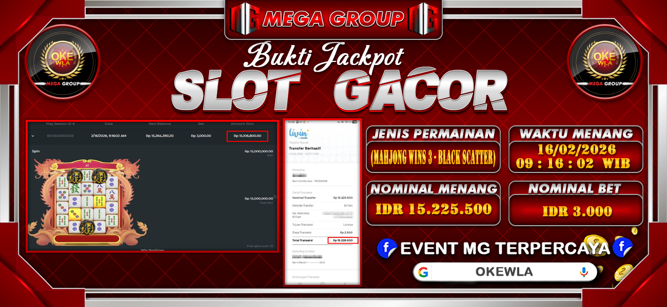 Bukti JP situs Okewla hari Senin, 16 Februari 2026